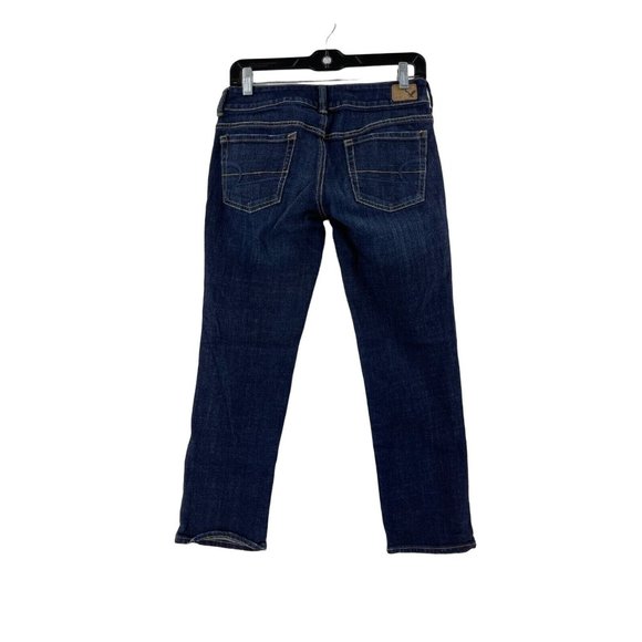 American Eagle Artist Crop Stretch Low Rise Dark Wash Jeans Size 2 Reg - Picture 3 of 12
